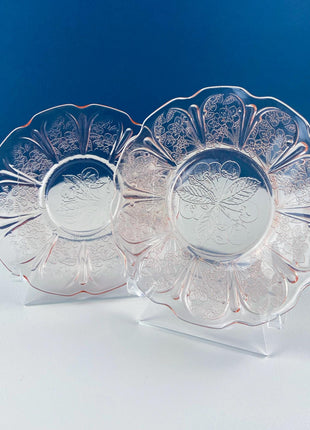 Cherry Blossom Pink Depression Glass Tea Set. Jeannette. Tea Cups and Plates. 15 Piece Set. French Country. Housewares. Dining Table Decor.
