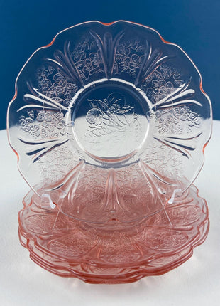 Cherry Blossom Pink Depression Glass Tea Set. Jeannette. Tea Cups and Plates. 15 Piece Set. French Country. Housewares. Dining Table Decor.