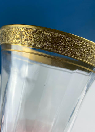 Vintage Tiffin Franciscan Minton Wine Water Goblets. Wide Gold Embossed Rims. Set of 6. Dining Room Table Decor. Holiday Celebration.