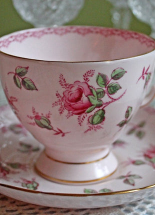 Vintage Stechcol Tea or Coffee Cup and Saucer with Roses and Strawberries Design. Dining Room Decor. Modern Farmhouse. Tea Garden Party.