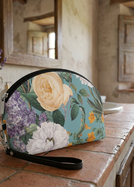 Vintage Italian Summer Makeup Bag — Floral Cosmetic Pouch