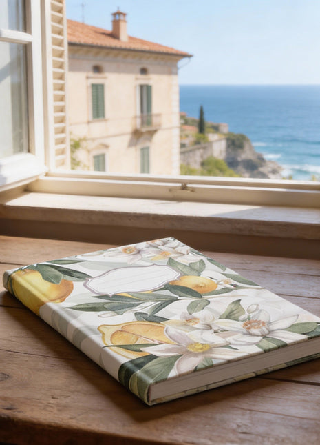 Mediterranean Lemon Blossom Hardcover Journal - Rustic Mediterranean Style