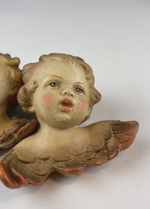 Vintage Hand-Painted German Cupid Hanging Figurines. Cute Girl and Boy Cherubs. Wall Art. Holiday Home Decor. Collectible Angels.