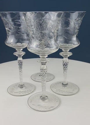 Vintage Wine or Water Goblets by Newton Crystal Co. Hand Blown