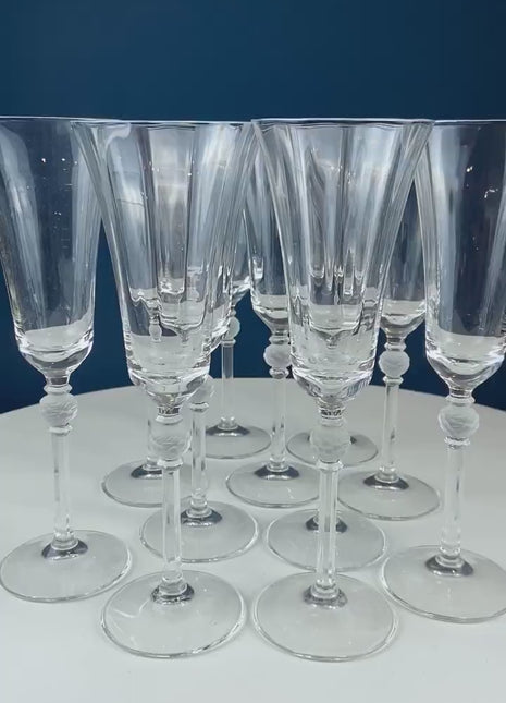 Laura by Rogaska Crystal Water/Iced Tea Goblets. Miller Rogaska Etched on each Glass. Frosted Flower Stem. Stunning Ping. Holiday Celeb.