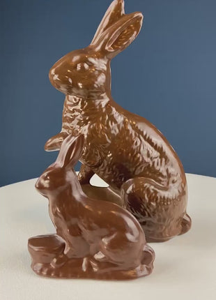 Blow Mold, Large Chocolate Bunny. Rabbit Figurine with Egg Basket. Inside/Outside, Easter/Spring or Everyday. Store, Cafe, or Bakery Decor.