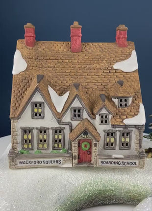 Wackford Squeers Boarding School Porcelain Christmas Village House by Dept. 56. Dickens Village Series. Kids Room. Secular Holiday Display.