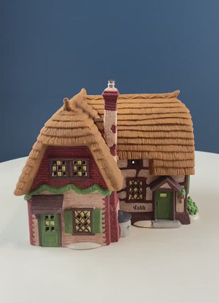 Illuminated Christmas Village Cobb Cottage Dept. 56. Dickens' Village. Seasonal Home Retail Decor. Kids Room Night Light. Gift for Him Her.