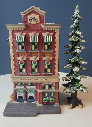 Illuminated Christmas Village Washington St. Post Office House by Dept 56. Christmas in the City. Holiday Home Retail Decor. Gift for Him
