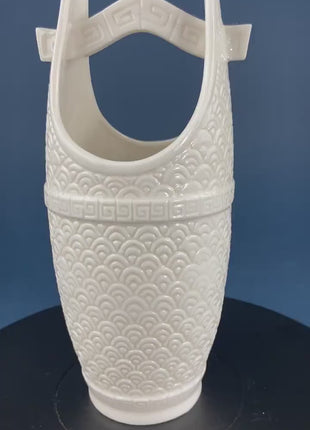 White Porcelain, Asian Vase with 3-D Vignette. Beautifully Detailed, Flower Vase or Collectible Art Vase. Gift for Him or Her.