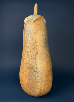 Extra Large Gourd or Pumpkin. Vintage Thanksgiving, Halloween, or Fall Home Decoration. Composite Gourd Looking as Made of Concrete.