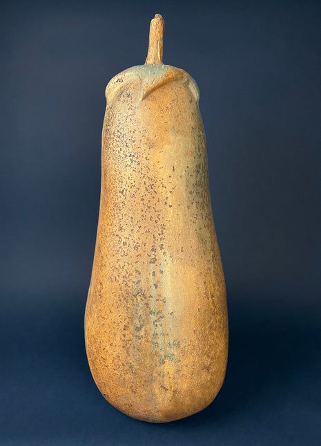 Extra Large Gourd or Pumpkin. Vintage Thanksgiving, Halloween, or Fall Home Decoration. Composite Gourd Looking as Made of Concrete.