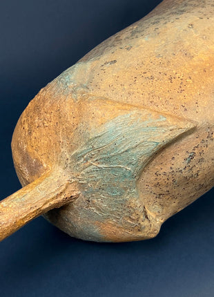 Extra Large Gourd or Pumpkin. Vintage Thanksgiving, Halloween, or Fall Home Decoration. Composite Gourd Looking as Made of Concrete.