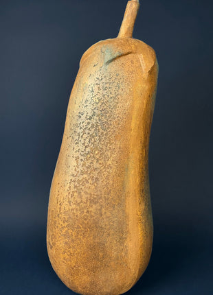 Extra Large Gourd or Pumpkin. Vintage Thanksgiving, Halloween, or Fall Home Decoration. Composite Gourd Looking as Made of Concrete.