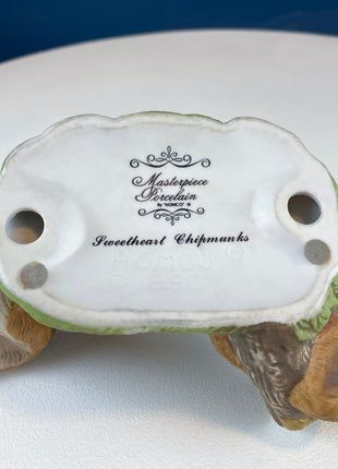 Hand Painted Sweetheart Chipmunks. Masterpiece Porcelain by HOMCO. Fall Home & Retail Decoration. Modern Farmhouse. Table Centerpiece.