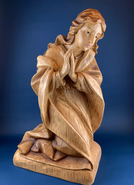 Large Statue of Virgin Mary. Praying Madonna. Wood Like Texture & Color. Religious Figure. Nativity Scene. Place of Worship, Shrine Statue..