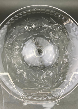 Vintage Wine Glasses. Cut Crystal Tall Stemware. Daisy Garland Motif. Set of Eight.