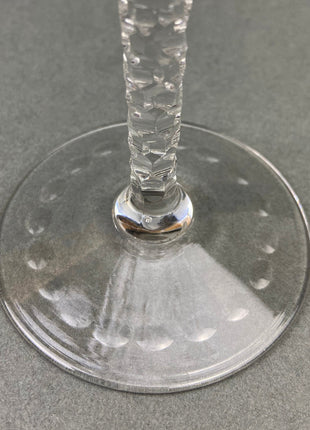 Vintage Wine Glasses. Cut Crystal Tall Stemware. Daisy Garland Motif. Set of Eight.