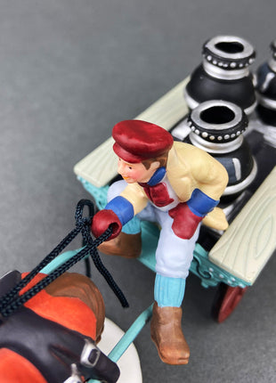 Village Accessories by Department 56. Stoves and Pipes. A New Potbellied Stove For Christmas. Set of Two Handpainted Porcelain Figurines.