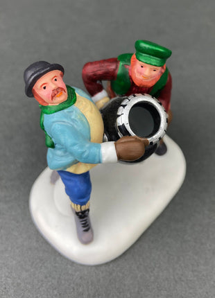 Village Accessories by Department 56. Stoves and Pipes. A New Potbellied Stove For Christmas. Set of Two Handpainted Porcelain Figurines.