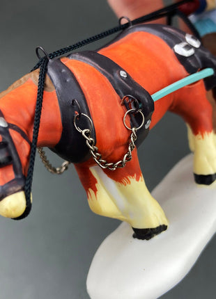 Village Accessories by Department 56. Stoves and Pipes. A New Potbellied Stove For Christmas. Set of Two Handpainted Porcelain Figurines.