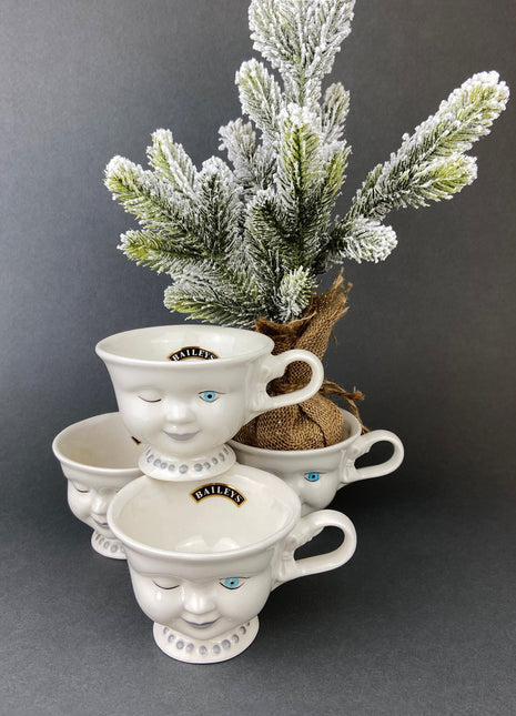 Vintage Bailey's Irish Cream Cups. Set of Five Vintage Winking Face Cups. Helen Hunt for LA Youth Network.
