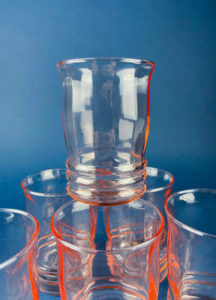 Vintage Blush Pink Depression Glass Tumblers. Set of Six Water/Juice Glasses With Fluting. 8oz Tumblers. French Country. Luxury Living.