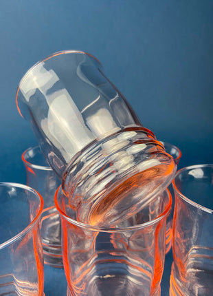 Vintage Blush Pink Depression Glass Tumblers. Set of Six Water/Juice Glasses With Fluting. 8oz Tumblers. French Country. Luxury Living.