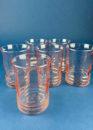 Vintage Blush Pink Depression Glass Tumblers. Set of Six Water/Juice Glasses With Fluting. 8oz Tumblers. French Country. Luxury Living.