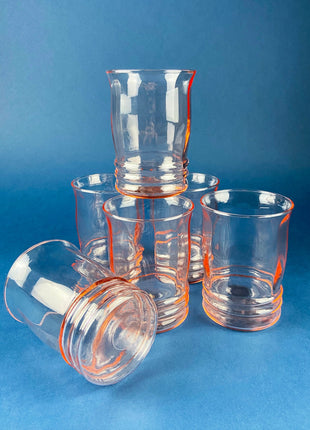 Vintage Blush Pink Depression Glass Tumblers. Set of Six Water/Juice Glasses With Fluting. 8oz Tumblers. French Country. Luxury Living.