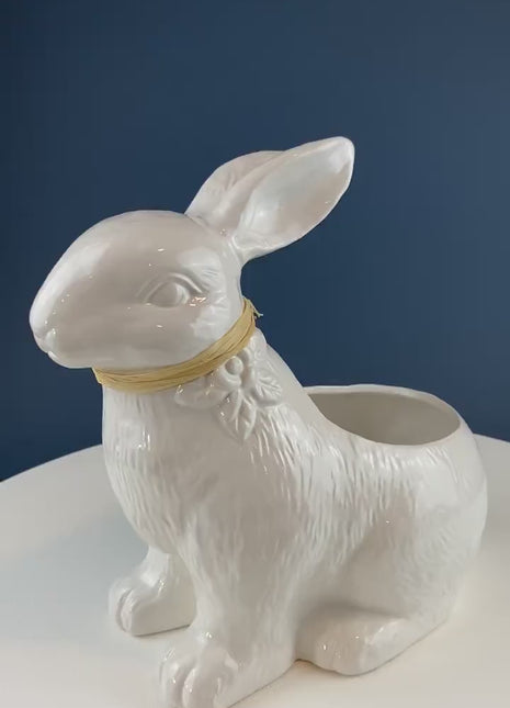 White Porcelain Bunny Planter. Large Ceramic Rabbit Figurine. Children's Room Decor. Easter/Spring Celebration. Modern Farmhouse Decor