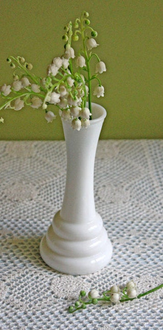 Milk Glass Flute Vase. Small Simple Design Vase. Florist Supply.