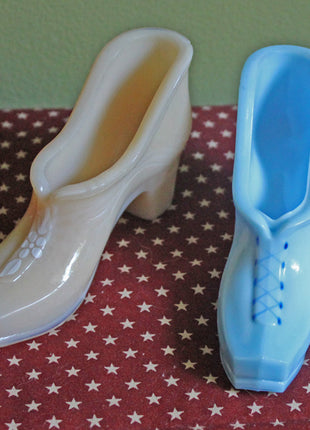 Collectibles milk glass shoes