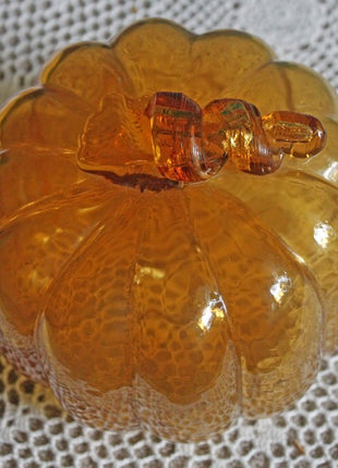 Hand Blown Amber Glass Pumpkin. Home Decor for Fall, Halloween, Thanksgiving.