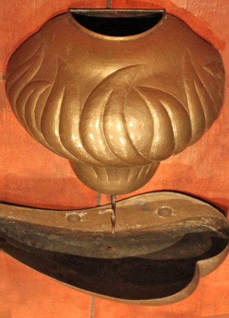 Antique Brass Water Fountain with Faucet / Hanging on the Wall at Home, Garden, Store, or Cafe.