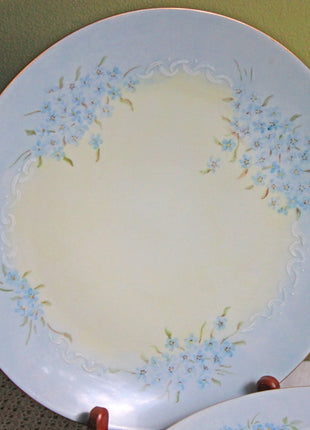 Dinner Plate with Hand Painted Forget Me Not and Gold Rim