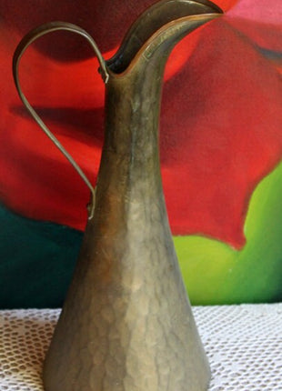 Antique Hand Pounded Brass and Copper Pitcher