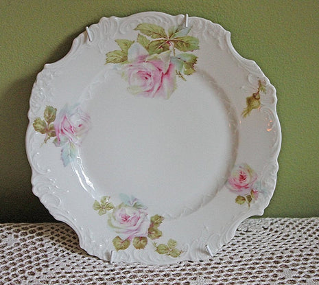 Antique Hand Painted Decorative Porcelain Plate with Roses