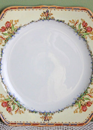 Square Chop Serving Platter by Crown Ducal Ware. Tulip Pattern Chop Plate. Antique  Serving Dish Made in England. Registration No 732597.