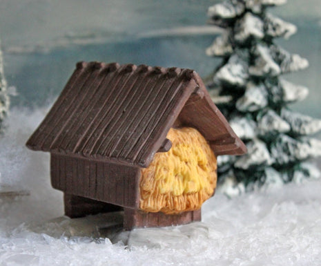 Department 56 Barn with Hay. Brown Roof Barn, Christmas Village Accessory.