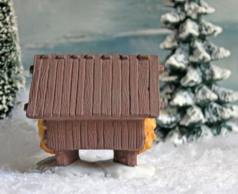 Department 56 Barn with Hay. Brown Roof Barn, Christmas Village Accessory.