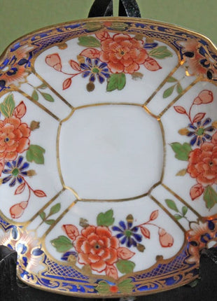 Square Porcelain Plate with Rounded Corners and Hand Painted Flowers. Plate for Serving or Display by Heirloom Toyo.