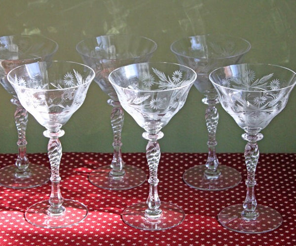 Set of Six Cut Crystal Glasses with Floral and Medallion Pattern – Anything  Discovered