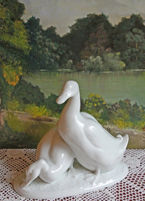 Mother Duck with Duckling Porcelain Figurine made in West Germany