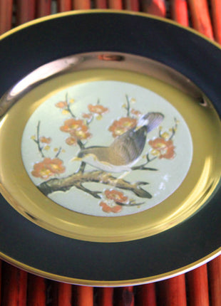 Decorative Plate Etched Copper Gilded with Gold & Silver - Chokin