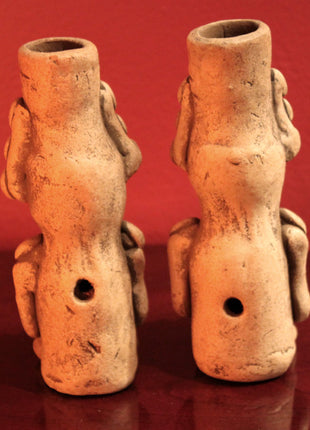 Guatemalan Art Clay Figurines or Candle Holders