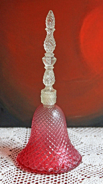 Avon Pink Cologne Bell Shape Bottle Diamond Pattern