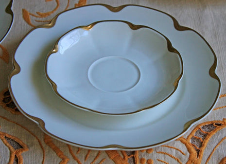 Limoges Porcelain Serving Set - Tea Cup, Saucer, Bread or Salad Plate. FLAWS