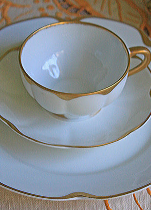 Antique Limoges Porcelain Tea Cup, Saucer & Salad Plate