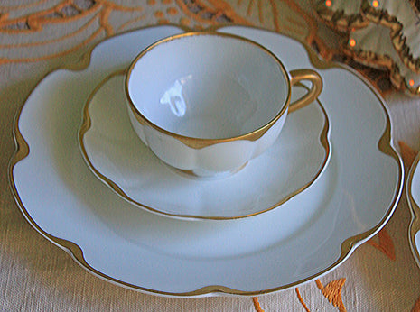 Antique Limoges Porcelain Tea Cup, Saucer & Salad Plate